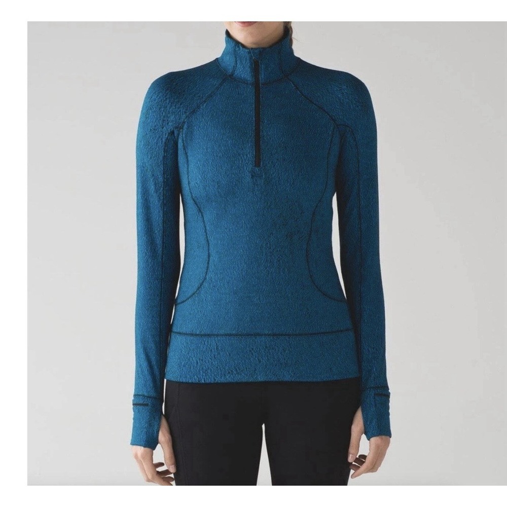 LULULEMON Jacket Size 4 Rush Hour 1/2 Zip Running Luon Spray Jacquard Shocking‎